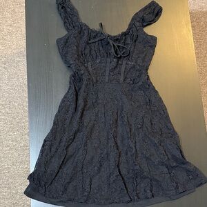 Forever 21 Black Lace Mini Dress with Sweetheart Tie